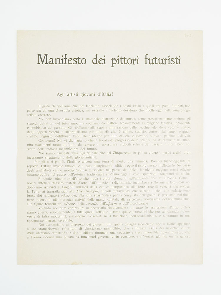 manifesto dei pittori futuristi [prima edizione, prima tiratura]